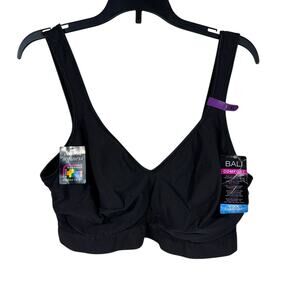 Bali 2X-Large Comfort Bra Stretch Adjustable Back Closure V-Neck Lined Black